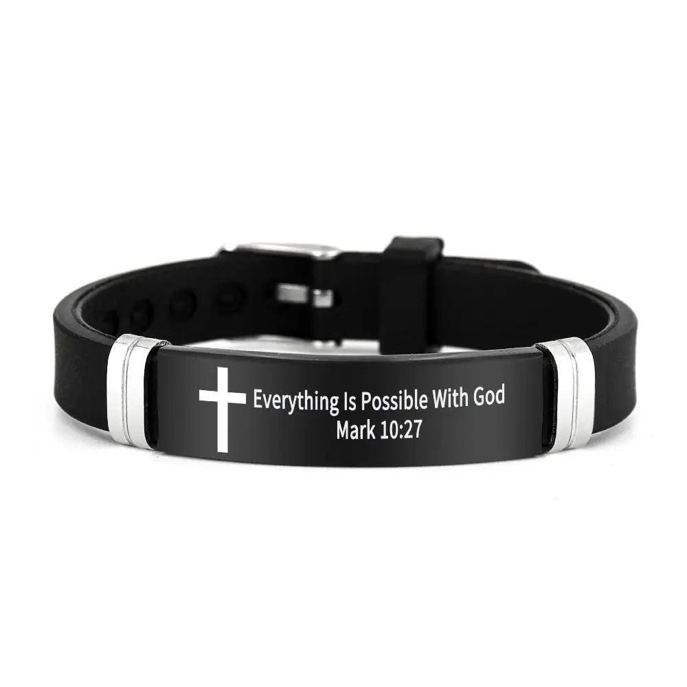 Cross Design Inspirational Quote Bracelets ID Wristband Silicone Material Christian Bracelet Bible Verse