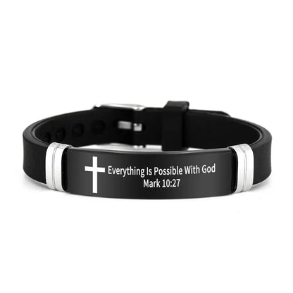 Cross Design Inspirational Quote Bracelets ID Wristband Silicone Material Christian Bracelet Bible Verse