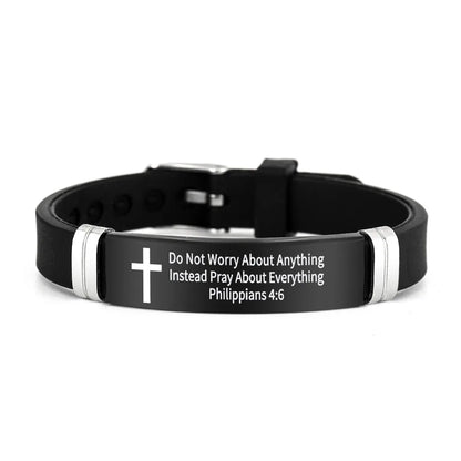 Cross Design Inspirational Quote Bracelets ID Wristband Silicone Material Christian Bracelet Bible Verse
