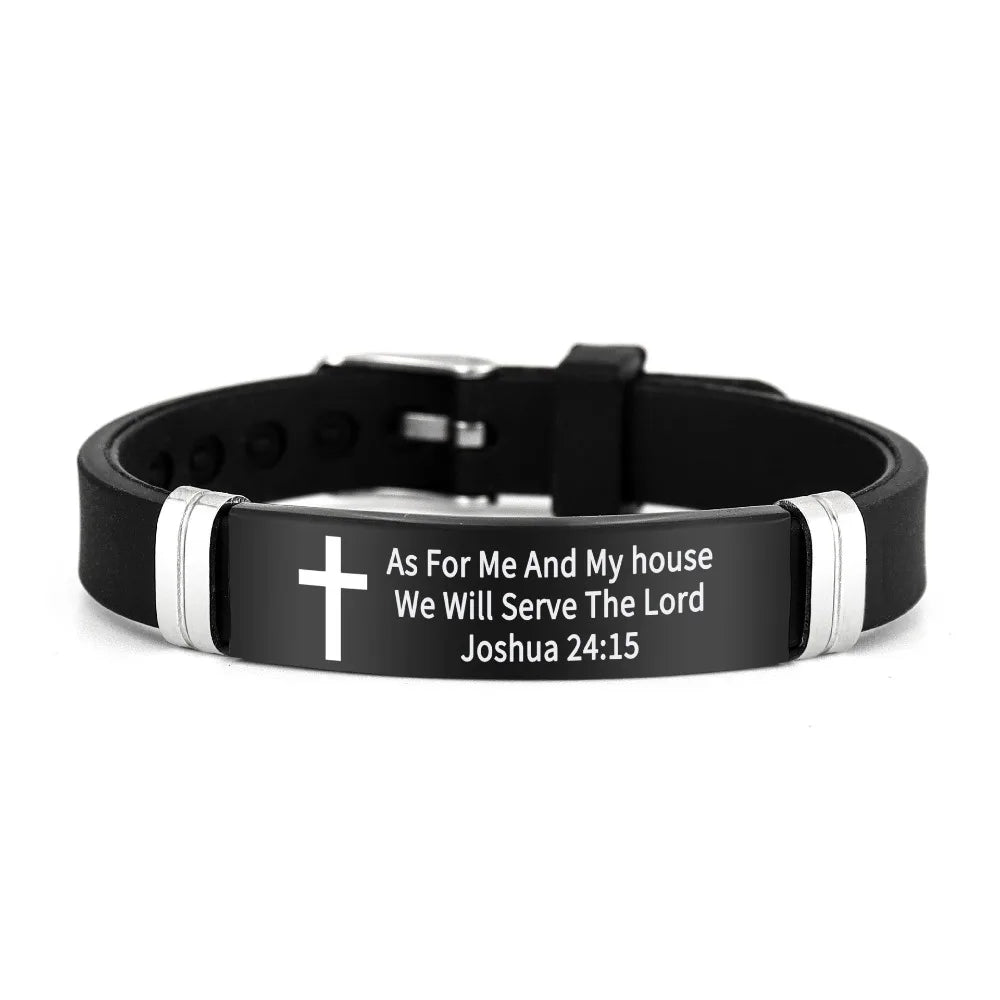 Cross Design Inspirational Quote Bracelets ID Wristband Silicone Material Christian Bracelet Bible Verse