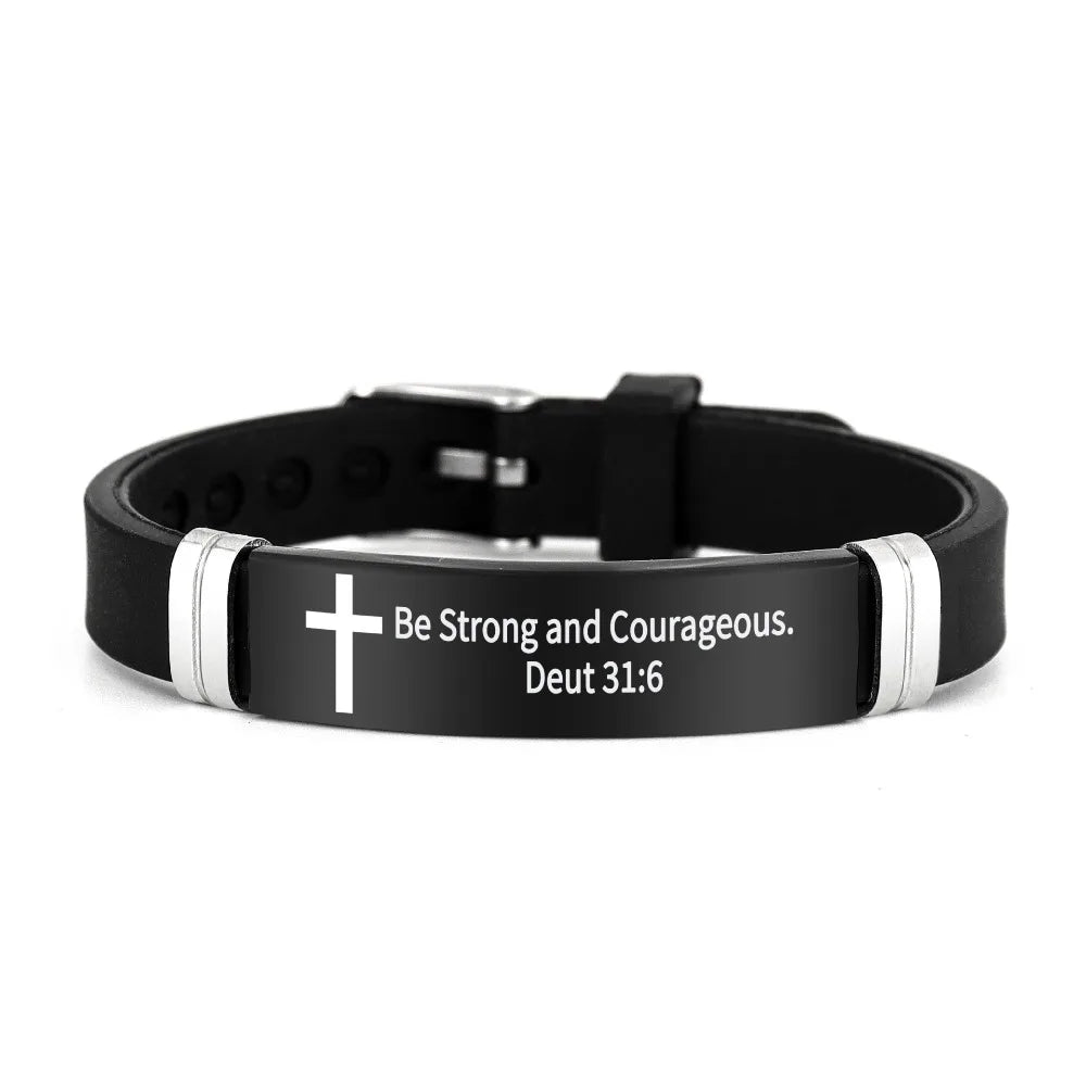 Cross Design Inspirational Quote Bracelets ID Wristband Silicone Material Christian Bracelet Bible Verse