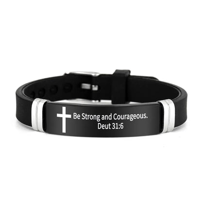 Cross Design Inspirational Quote Bracelets ID Wristband Silicone Material Christian Bracelet Bible Verse