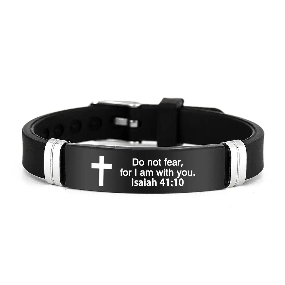 Cross Design Inspirational Quote Bracelets ID Wristband Silicone Material Christian Bracelet Bible Verse