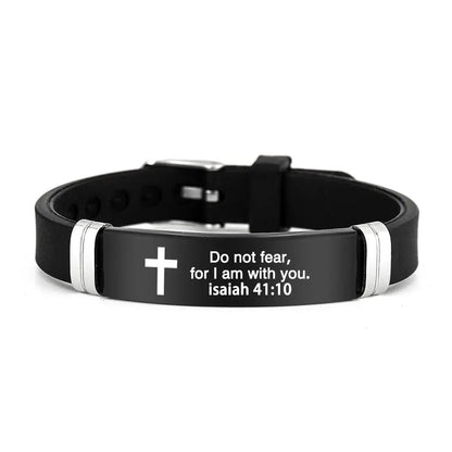 Cross Design Inspirational Quote Bracelets ID Wristband Silicone Material Christian Bracelet Bible Verse