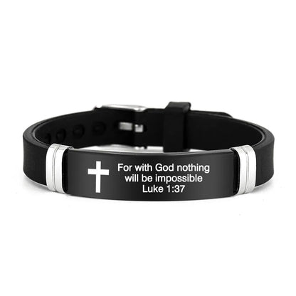 Cross Design Inspirational Quote Bracelets ID Wristband Silicone Material Christian Bracelet Bible Verse