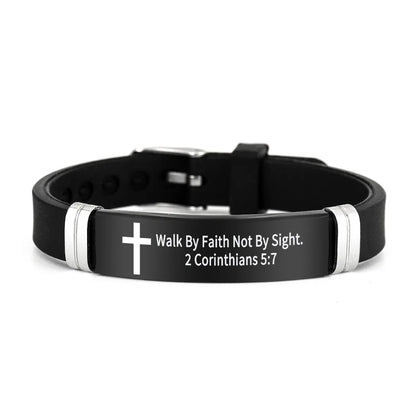 Cross Design Inspirational Quote Bracelets ID Wristband Silicone Material Christian Bracelet Bible Verse
