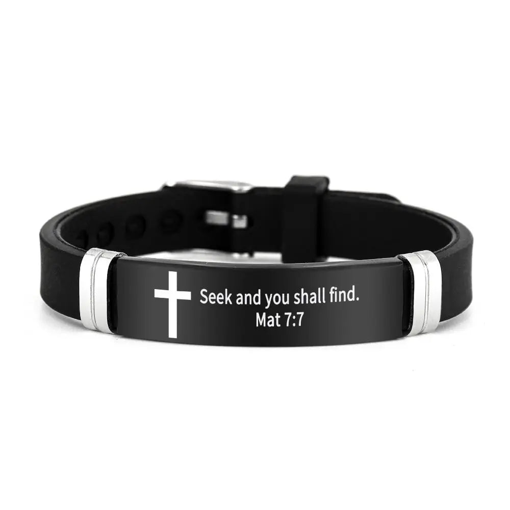 Cross Design Inspirational Quote Bracelets ID Wristband Silicone Material Christian Bracelet Bible Verse