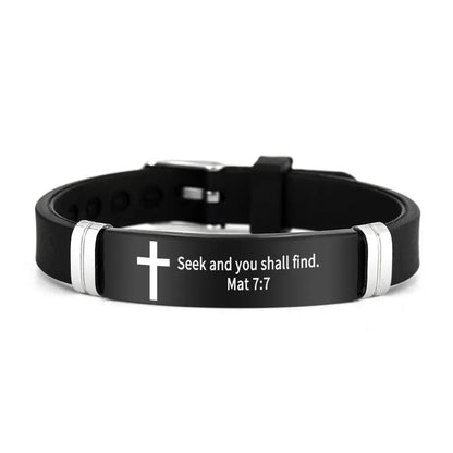 Cross Design Inspirational Quote Bracelets ID Wristband Silicone Material Christian Bracelet Bible Verse