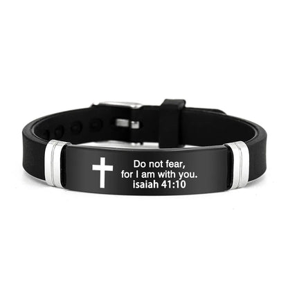 Cross Design Inspirational Quote Bracelets ID Wristband Silicone Material Christian Bracelet Bible Verse