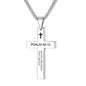 Christian Bible Verse Cross Pendant Necklace Stainless Steel Religious Scripture Prayer Jewelry Gifts