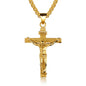 Mens Silver Stainless Steel Jesus Christ Crucifix Cross Pendant Necklace Chain High Quality